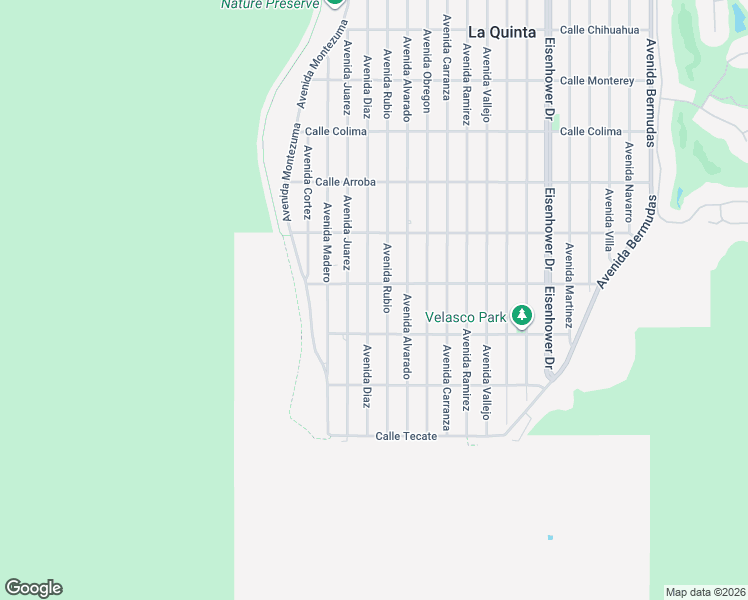 map of restaurants, bars, coffee shops, grocery stores, and more near 54330 Avenida Diaz in La Quinta