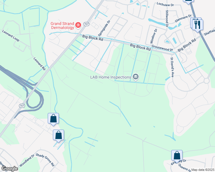 map of restaurants, bars, coffee shops, grocery stores, and more near 4900 Assembly Lane in Myrtle Beach