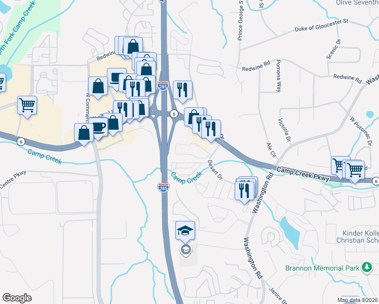 map of restaurants, bars, coffee shops, grocery stores, and more near 3234 Kenelworth Drive in Atlanta