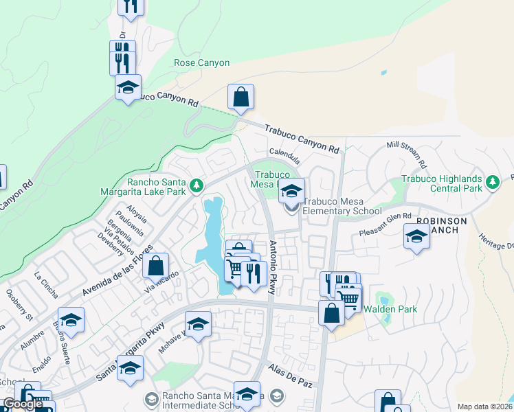 map of restaurants, bars, coffee shops, grocery stores, and more near 2 Calle Maria in Rancho Santa Margarita