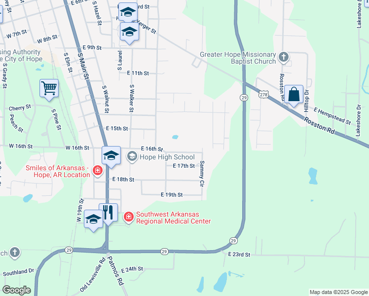 map of restaurants, bars, coffee shops, grocery stores, and more near 406 East 16th Street in Hope