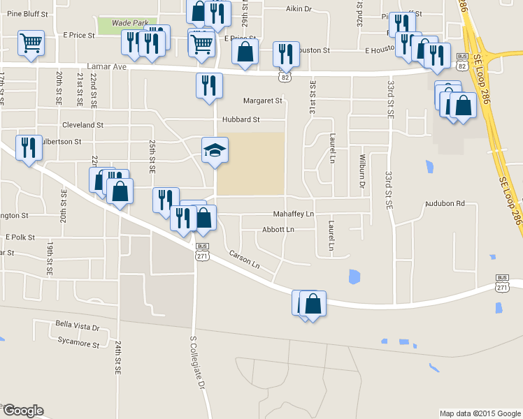 map of restaurants, bars, coffee shops, grocery stores, and more near 2985 Mahaffey Lane in Paris