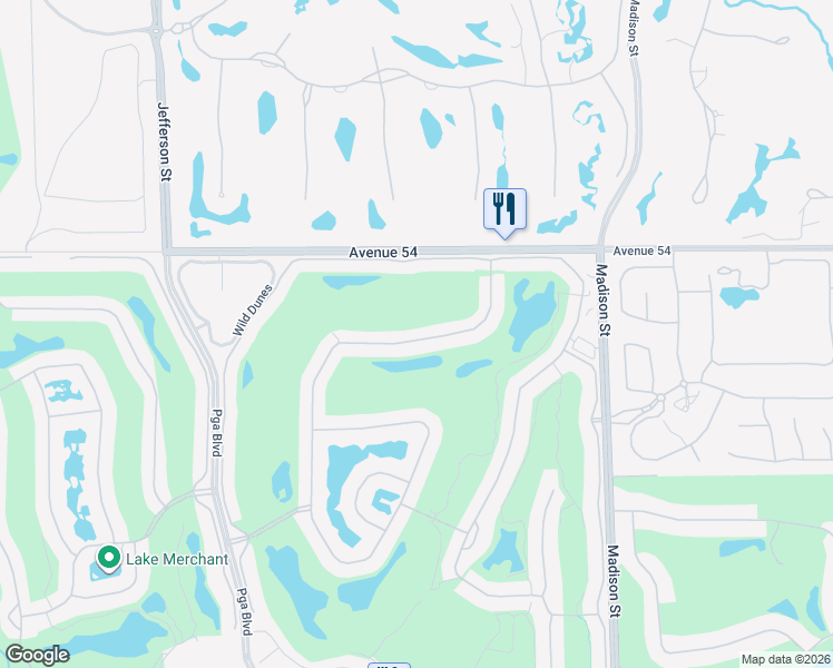 map of restaurants, bars, coffee shops, grocery stores, and more near 54709 Inverness Way in La Quinta