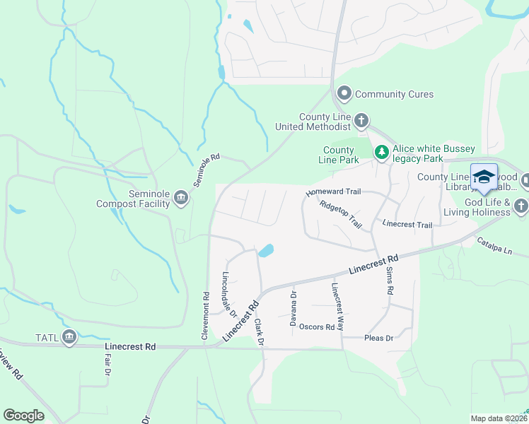 map of restaurants, bars, coffee shops, grocery stores, and more near 4256 Viewpoint Lane in Ellenwood