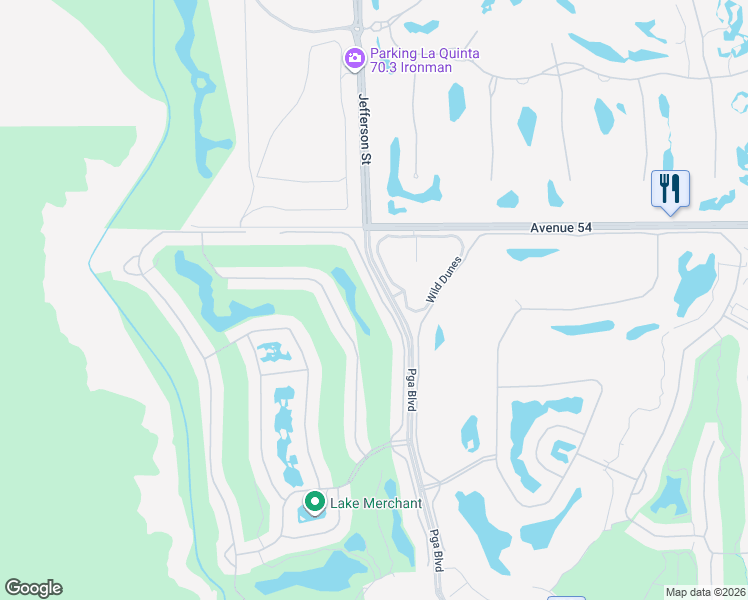 map of restaurants, bars, coffee shops, grocery stores, and more near 54421 Oakhill in La Quinta