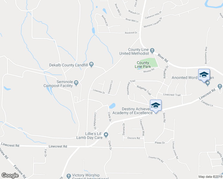 map of restaurants, bars, coffee shops, grocery stores, and more near 4256 Viewpoint Lane in Ellenwood