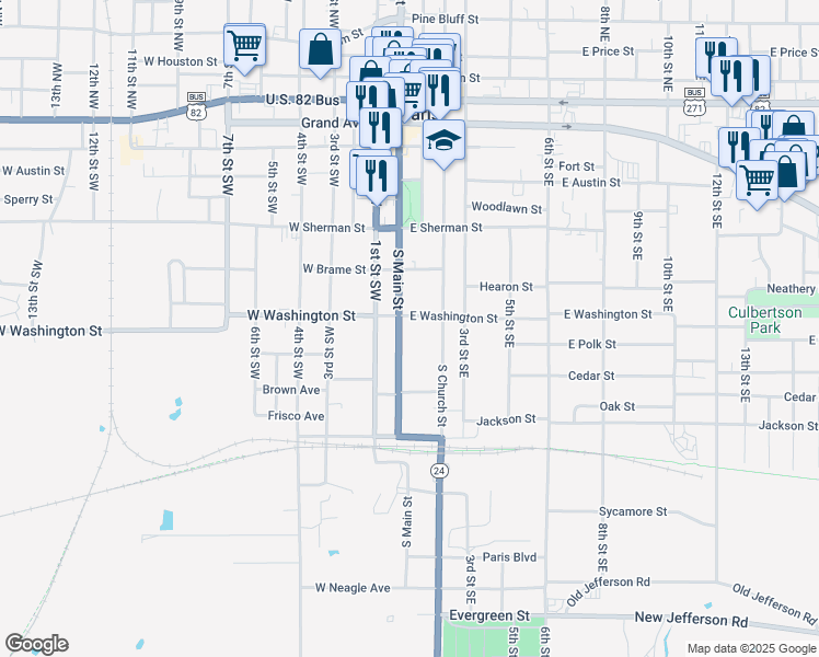 map of restaurants, bars, coffee shops, grocery stores, and more near 825 South Main Street in Paris