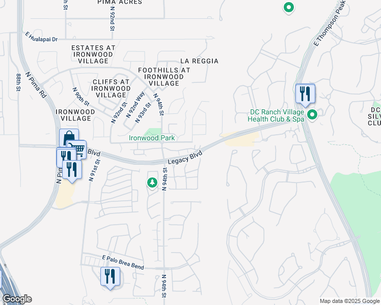 map of restaurants, bars, coffee shops, grocery stores, and more near 18533 North 94th Street in Scottsdale