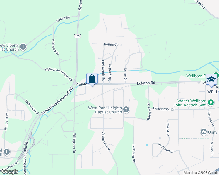 map of restaurants, bars, coffee shops, grocery stores, and more near 4885 Eulaton Road in Anniston