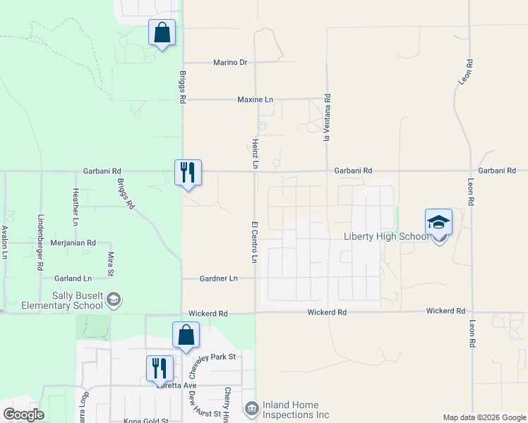 map of restaurants, bars, coffee shops, grocery stores, and more near 32177 Neal Lane in Menifee