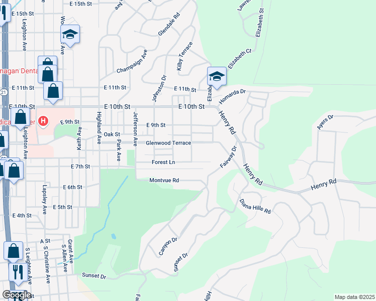 map of restaurants, bars, coffee shops, grocery stores, and more near 714 Maplewood Place in Anniston