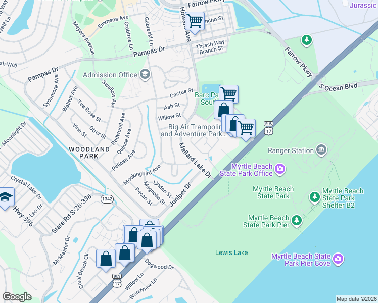 map of restaurants, bars, coffee shops, grocery stores, and more near 612 Mallard Lake Drive in Myrtle Beach