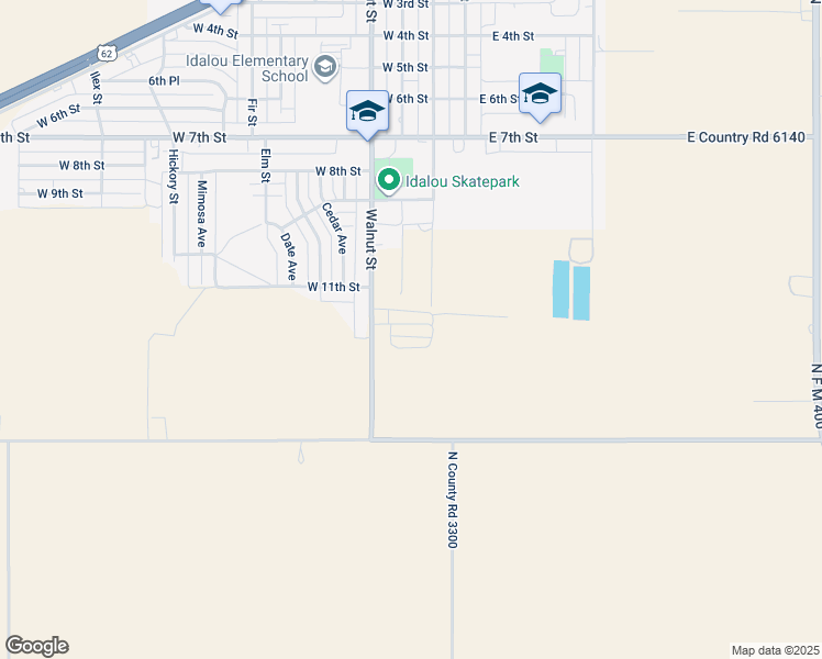 map of restaurants, bars, coffee shops, grocery stores, and more near 12th in Idalou