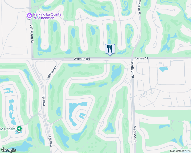 map of restaurants, bars, coffee shops, grocery stores, and more near 54671 Inverness Way in La Quinta