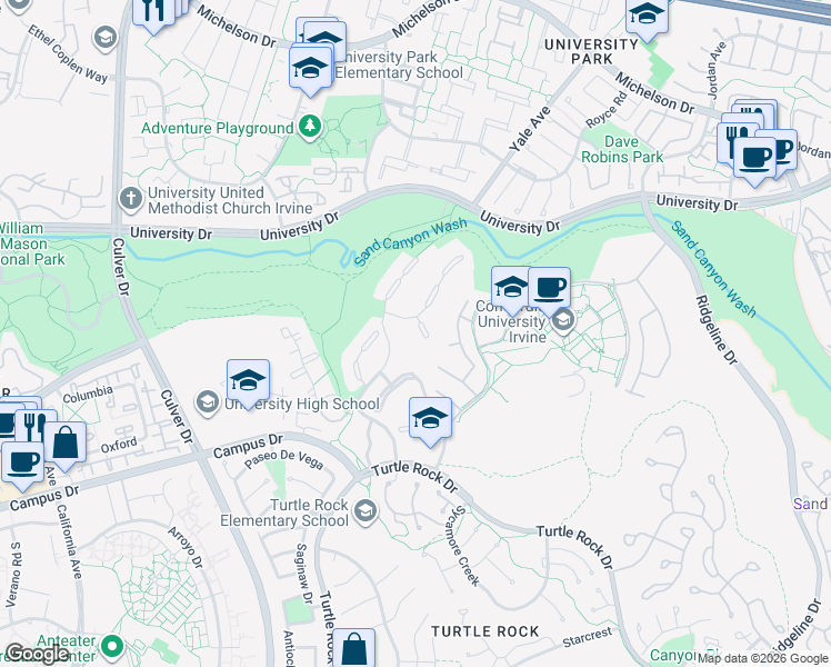 map of restaurants, bars, coffee shops, grocery stores, and more near 8 Falling Leaf in Irvine