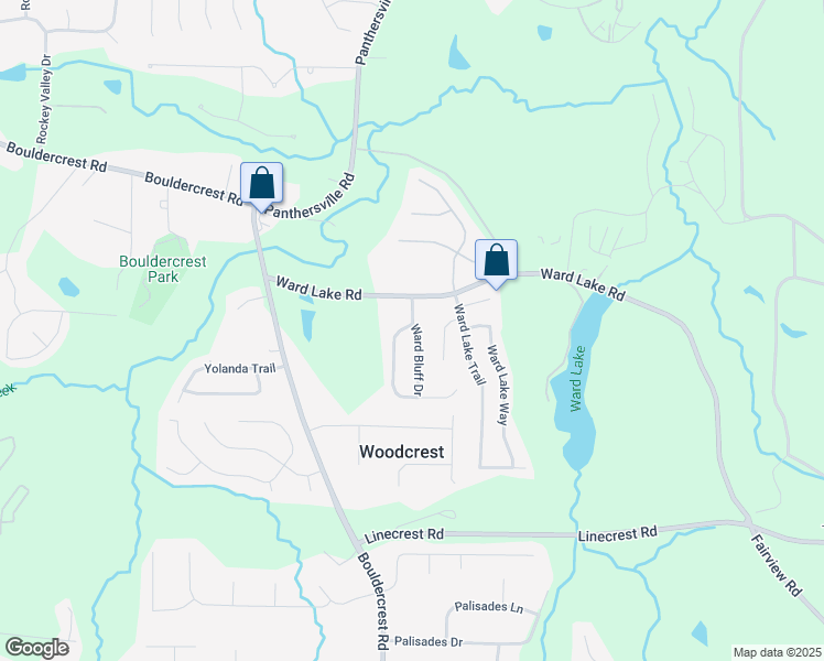map of restaurants, bars, coffee shops, grocery stores, and more near 4248 Ward Bluff Court in Ellenwood