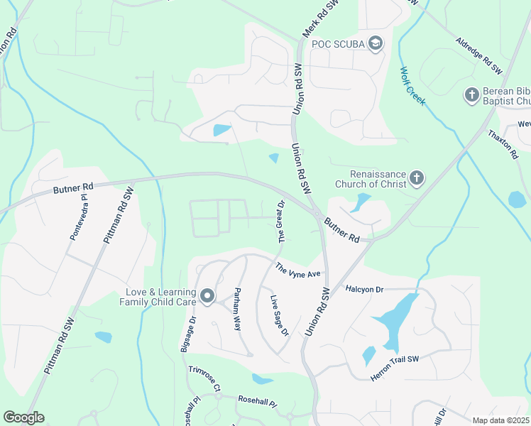map of restaurants, bars, coffee shops, grocery stores, and more near 105 Redsage Ridge in Atlanta