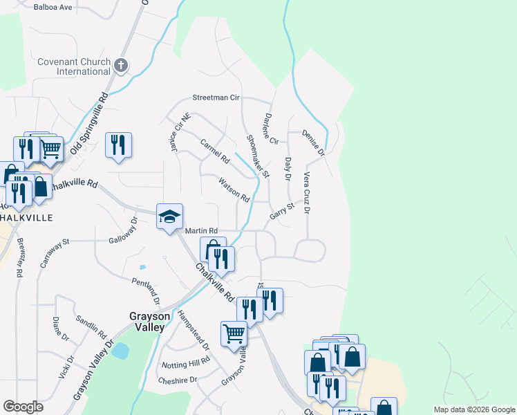 map of restaurants, bars, coffee shops, grocery stores, and more near 2517 Watson Rd in Birmingham