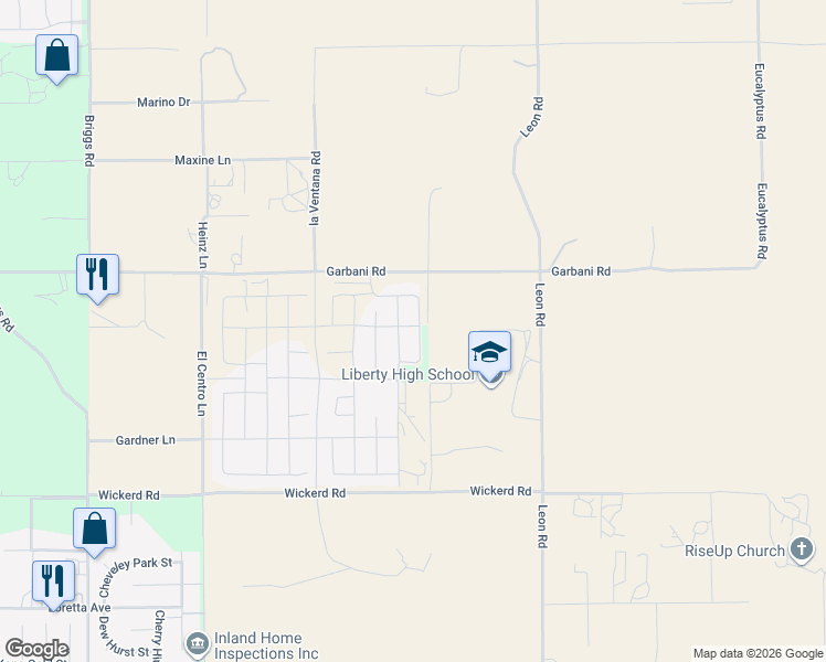 map of restaurants, bars, coffee shops, grocery stores, and more near 32195 Deardoff St in Menifee