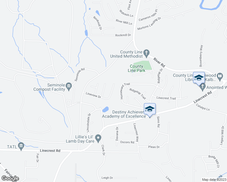 map of restaurants, bars, coffee shops, grocery stores, and more near 3429 Lineview Drive in Ellenwood