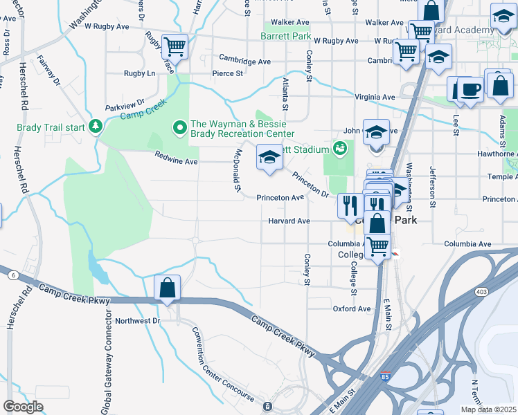 map of restaurants, bars, coffee shops, grocery stores, and more near 3691 Napoleon Street in Atlanta