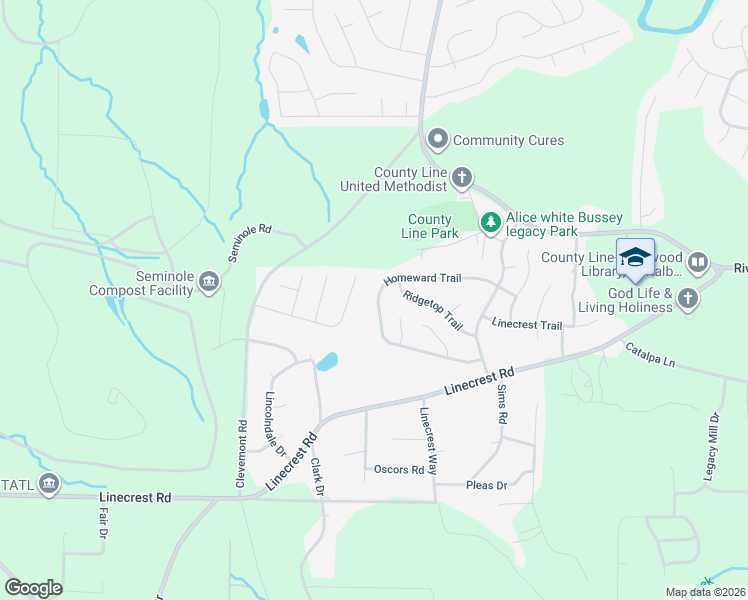map of restaurants, bars, coffee shops, grocery stores, and more near 3429 Lineview Drive in Ellenwood