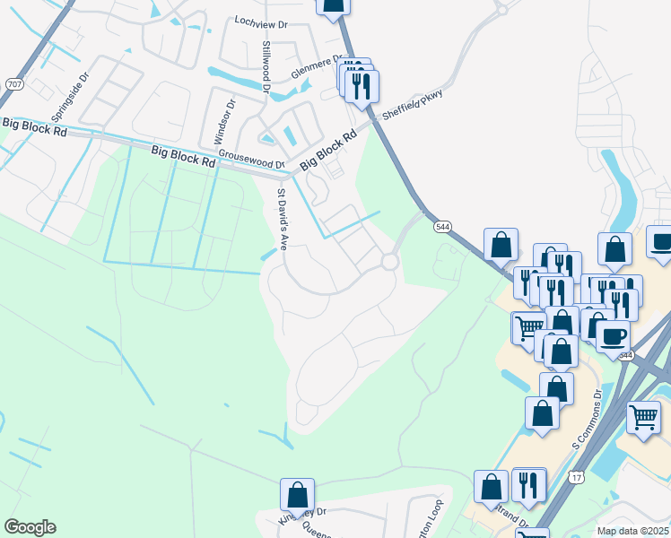 map of restaurants, bars, coffee shops, grocery stores, and more near 410 Coral Harbor Drive in Myrtle Beach