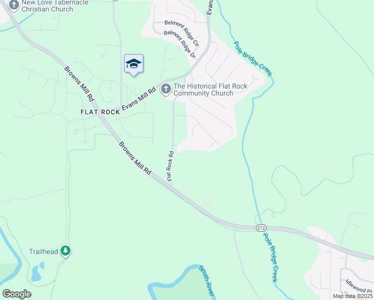 map of restaurants, bars, coffee shops, grocery stores, and more near 4250 Flat Rock Road in Stonecrest