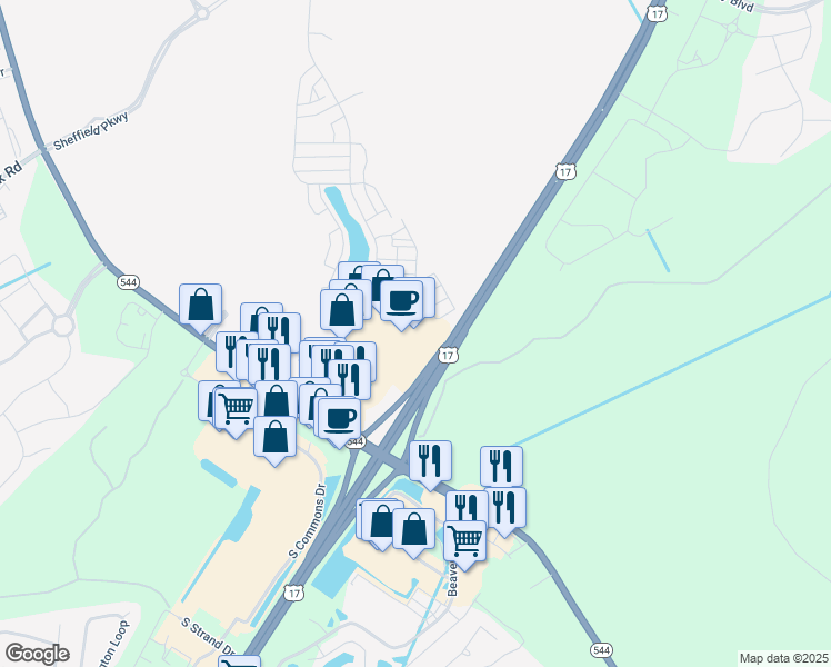 map of restaurants, bars, coffee shops, grocery stores, and more near 140 Sayebrook Parkway in Myrtle Beach