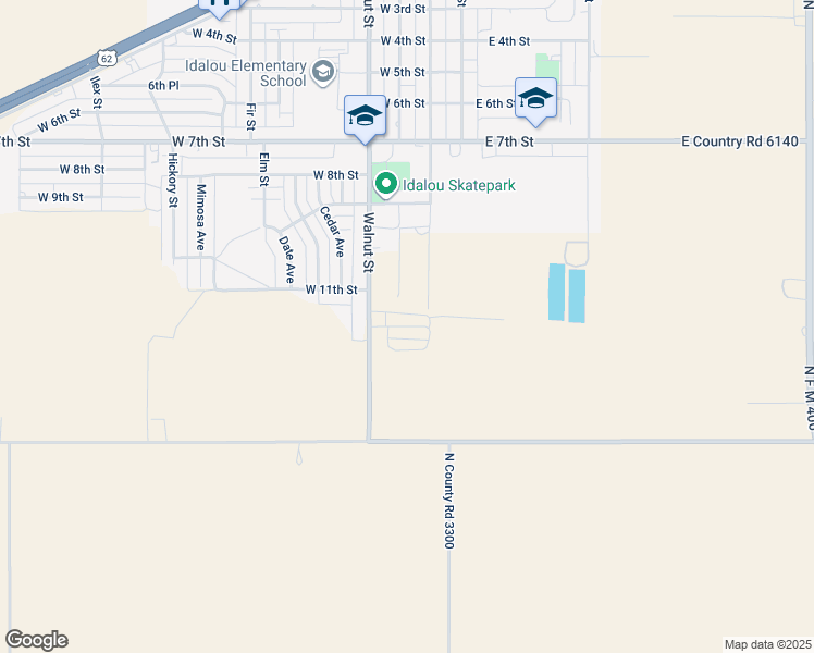 map of restaurants, bars, coffee shops, grocery stores, and more near 12th in Lubbock County