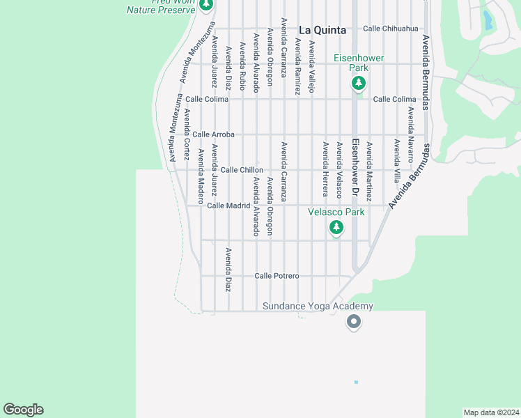 map of restaurants, bars, coffee shops, grocery stores, and more near 54270 Avenue Alvarado in La Quinta