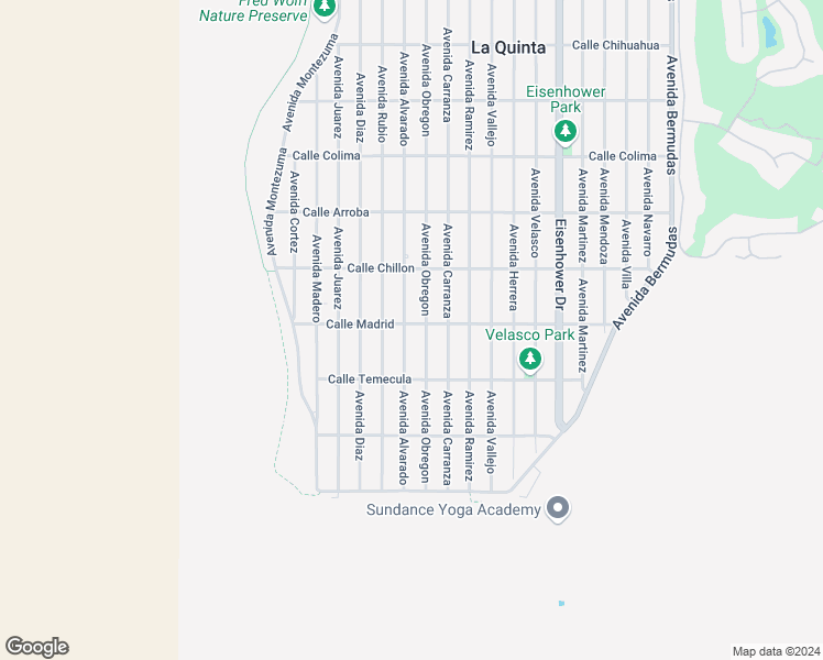 map of restaurants, bars, coffee shops, grocery stores, and more near 54270 Avenue Alvarado in La Quinta