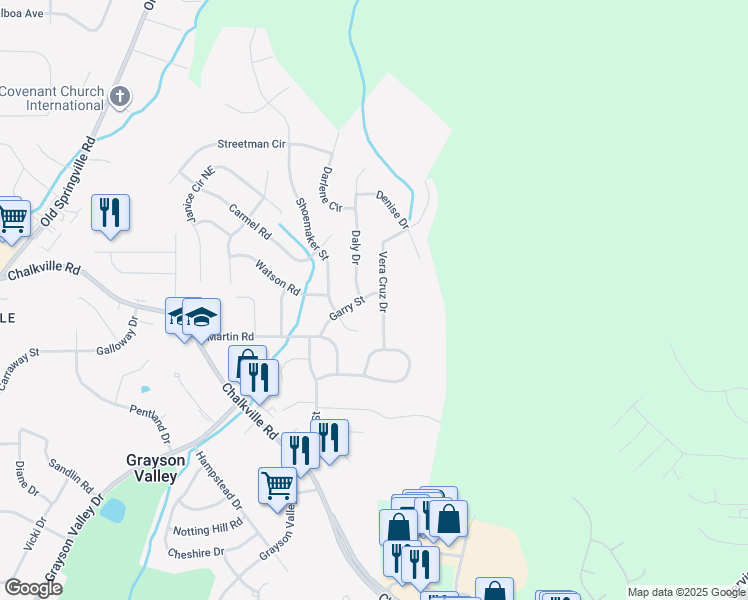 map of restaurants, bars, coffee shops, grocery stores, and more near 2635 Garry Street in Birmingham
