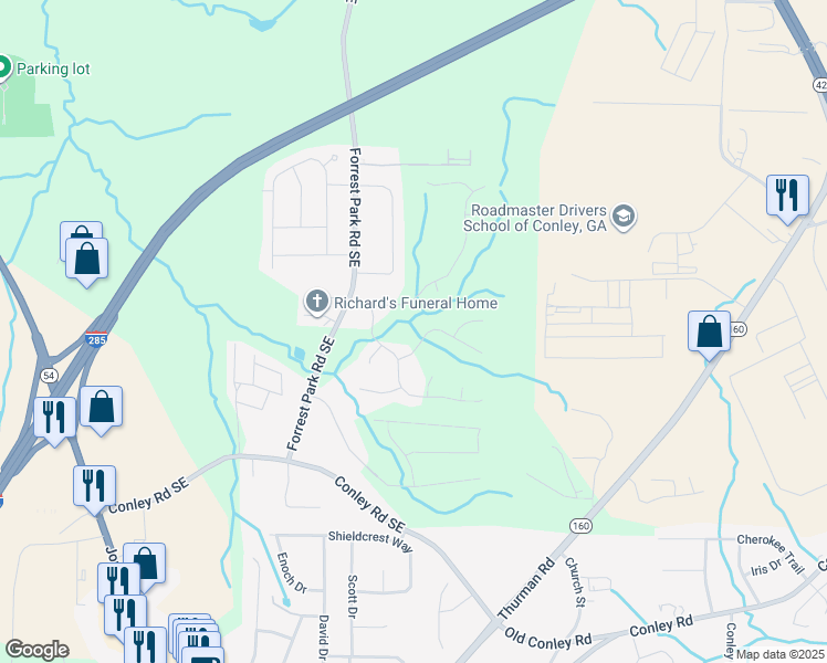 map of restaurants, bars, coffee shops, grocery stores, and more near 1139 Erica Way Southeast in Atlanta