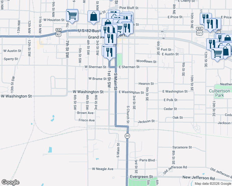 map of restaurants, bars, coffee shops, grocery stores, and more near 825 South Main Street in Paris