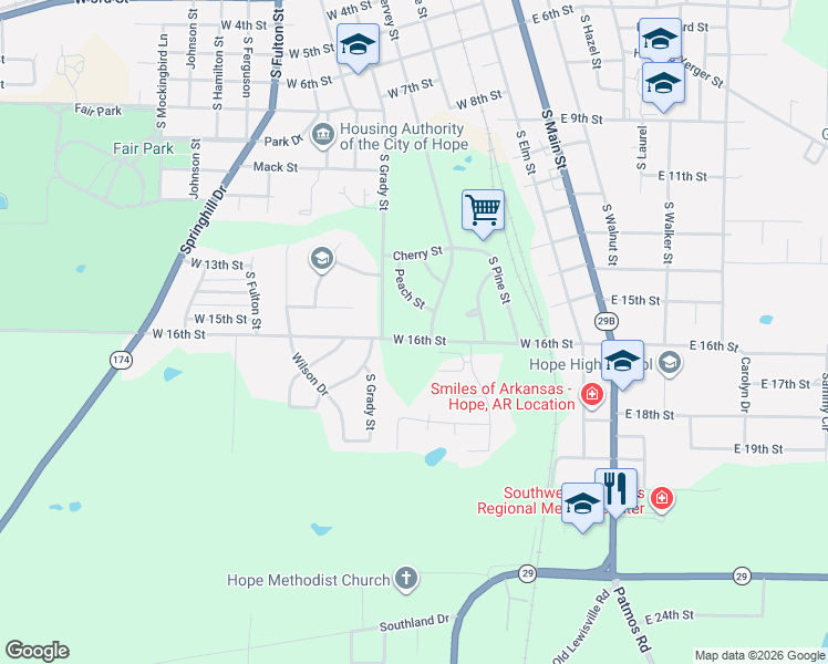 map of restaurants, bars, coffee shops, grocery stores, and more near 702 West 16th Street in Hope