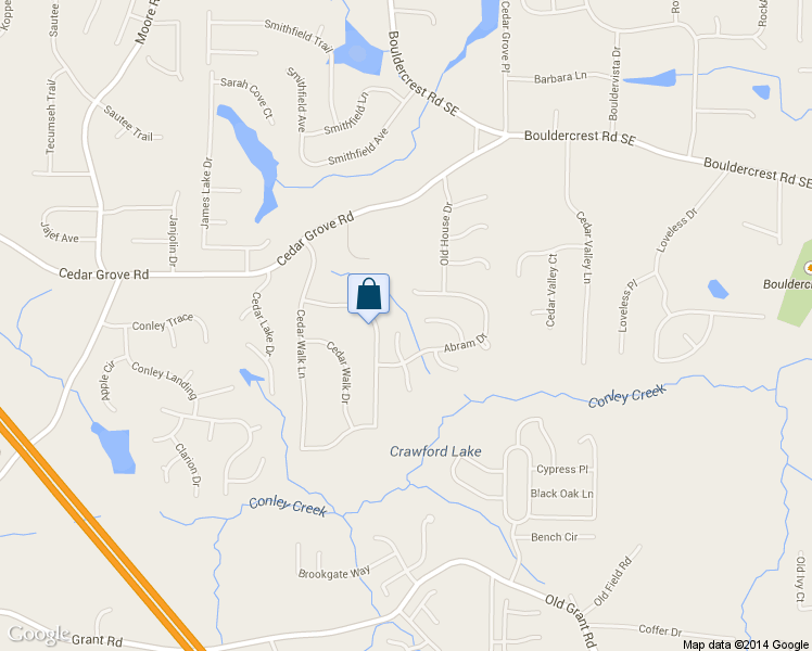 map of restaurants, bars, coffee shops, grocery stores, and more near 4468 Abram Way in Conley