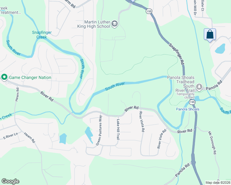 map of restaurants, bars, coffee shops, grocery stores, and more near 5300 River Road in Ellenwood