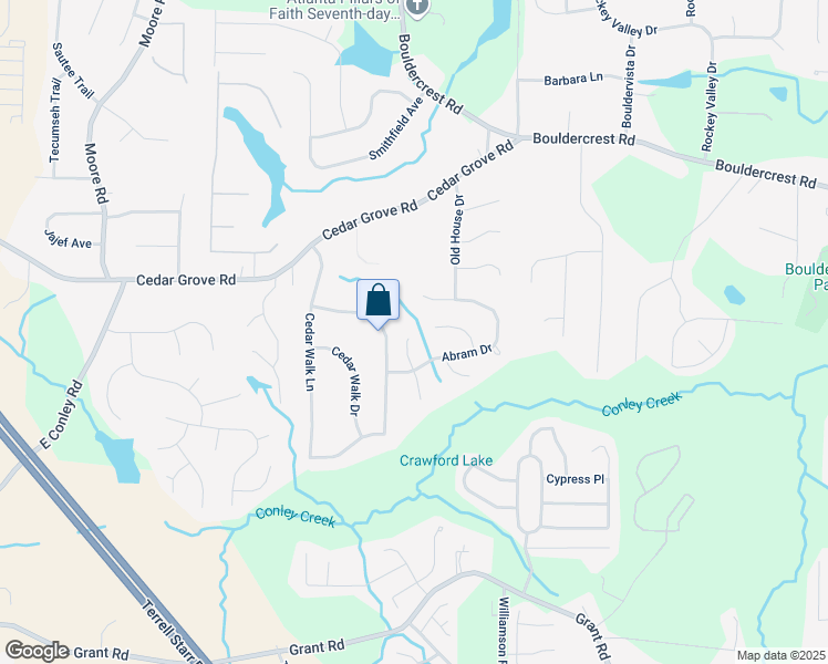 map of restaurants, bars, coffee shops, grocery stores, and more near 4468 Abram Way in Conley