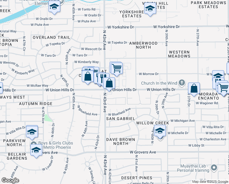 map of restaurants, bars, coffee shops, grocery stores, and more near 201 North 42nd Avenue in Glendale
