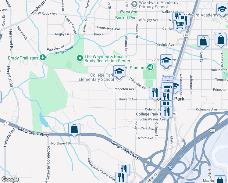 map of restaurants, bars, coffee shops, grocery stores, and more near 3691 Napoleon Street in Atlanta