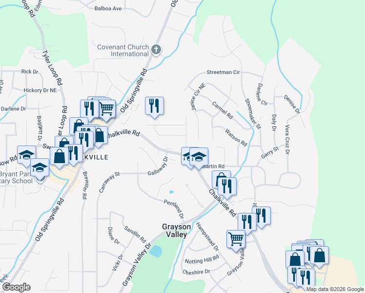 map of restaurants, bars, coffee shops, grocery stores, and more near 5401 J R Drive in Birmingham