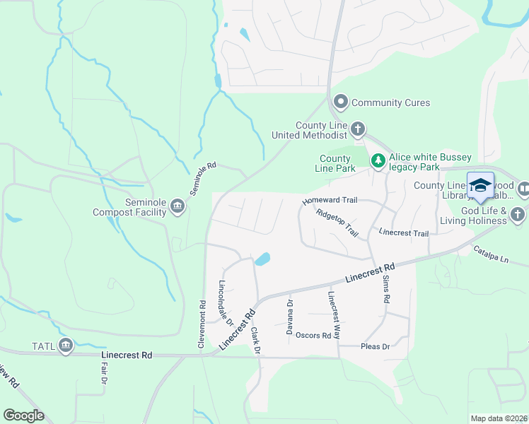 map of restaurants, bars, coffee shops, grocery stores, and more near 4244 Viewpoint Lane in Ellenwood