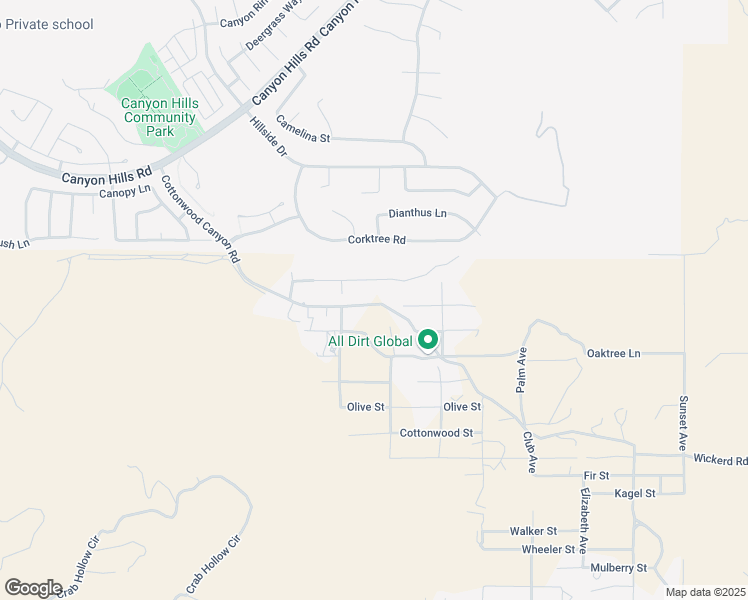 map of restaurants, bars, coffee shops, grocery stores, and more near Manzanita Road in Menifee