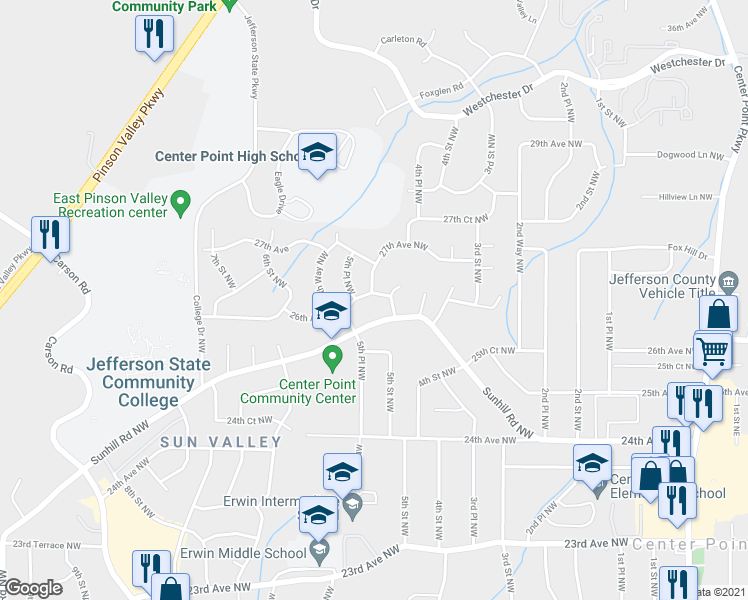 map of restaurants, bars, coffee shops, grocery stores, and more near 505 26th Avenue Northwest in Birmingham