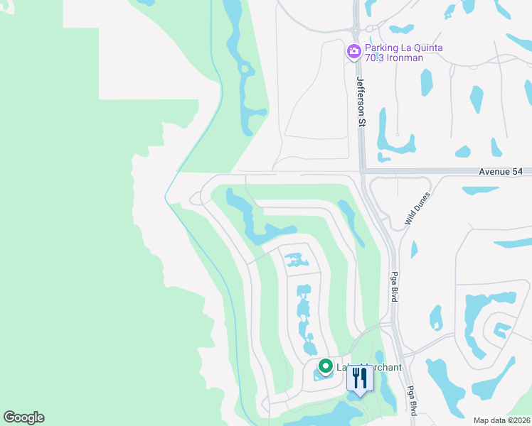 map of restaurants, bars, coffee shops, grocery stores, and more near 54171 Shoal Creek in La Quinta