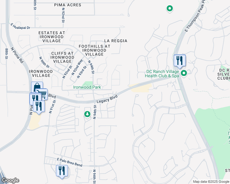 map of restaurants, bars, coffee shops, grocery stores, and more near 18533 North 94th Street in Scottsdale