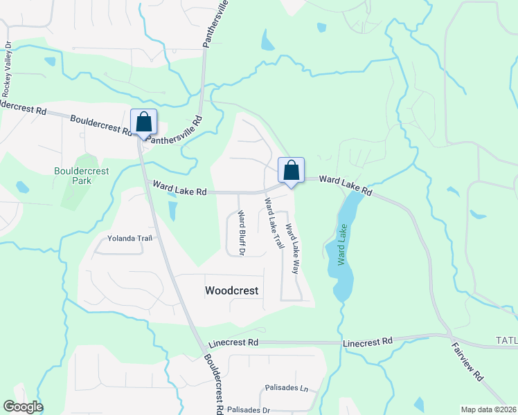 map of restaurants, bars, coffee shops, grocery stores, and more near 2738 Ward Lake Court in Ellenwood