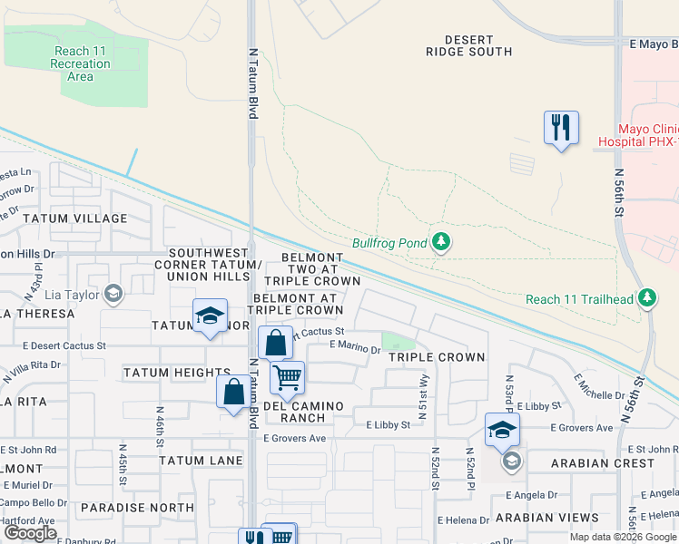map of restaurants, bars, coffee shops, grocery stores, and more near 4930 East Wagoner Road in Scottsdale