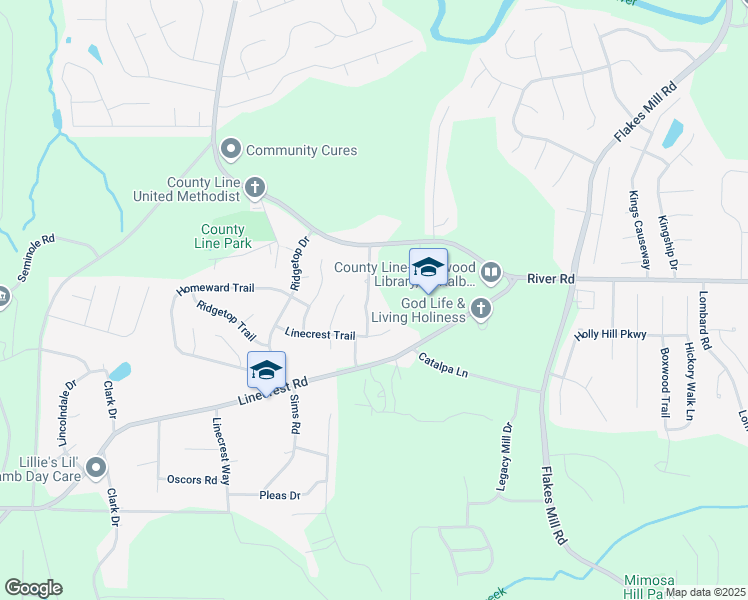 map of restaurants, bars, coffee shops, grocery stores, and more near 4262 Catalpa Park in Ellenwood